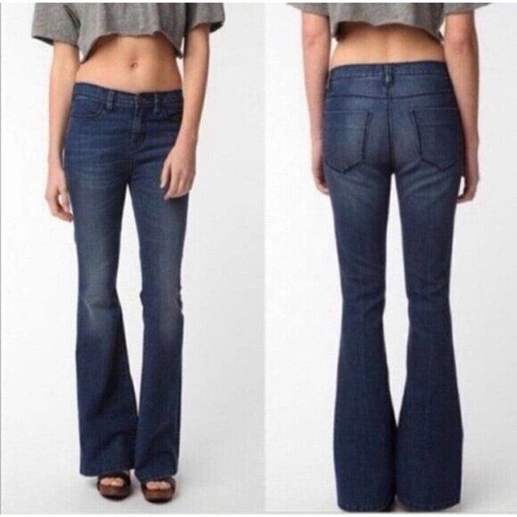 Antropologie SILENCE + NOISE Hi Rise Flare Jeans Womens Size 27 Blue Wash Denim - Picture 1 of 11